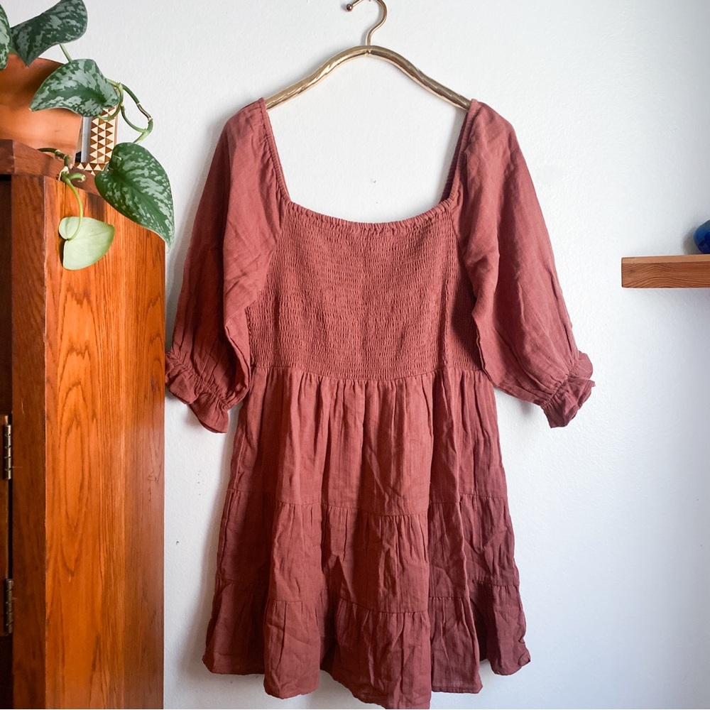 Rusty Mauve Tiered Boho Dress (PXL)